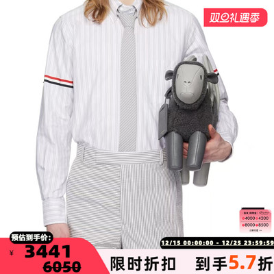 Thom Browne男士纯棉经典休闲条纹长袖衬衫银泰百货精品 301596