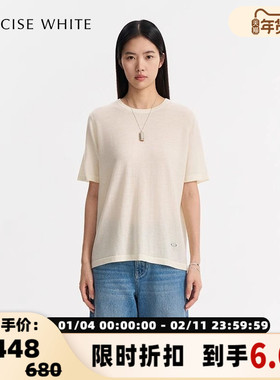 concise-white/简白25春夏女士绵柔圆领短袖银泰百货精品301257