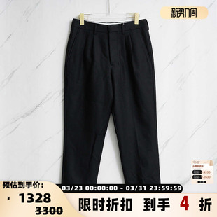 Paris 银泰百货精品 春秋款 黑色羊毛宽松毛呢西裤 301596 男士 Ami