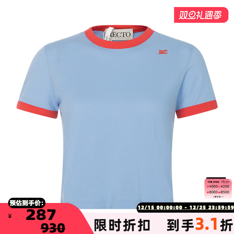 RECTO短款圆领短袖T恤运动修身