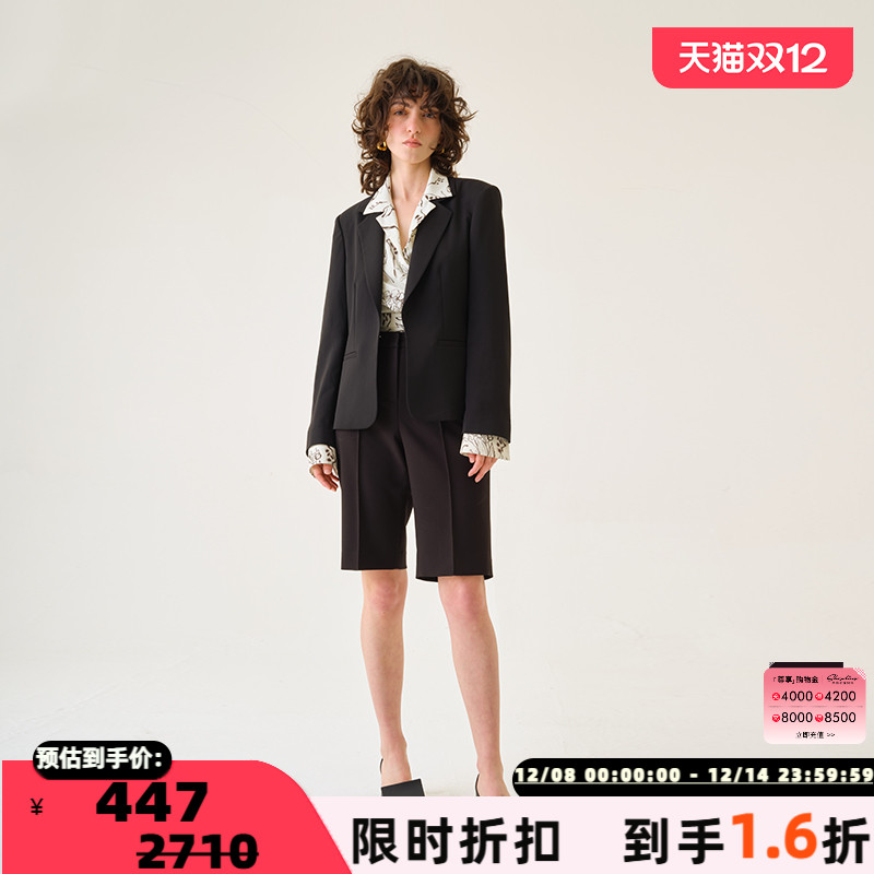 女士黑色日常商务通简约气质西装