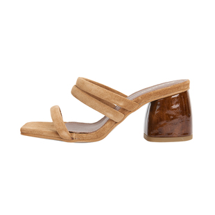 简约套脚方头马蹄跟粗跟高跟凉鞋 女士夏季 ALOHAS 拖鞋 折扣