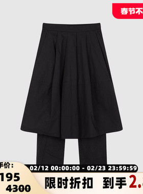 pushBUTTON春夏女士A字简约休闲裤中长款百褶裙裤银泰百货 301604