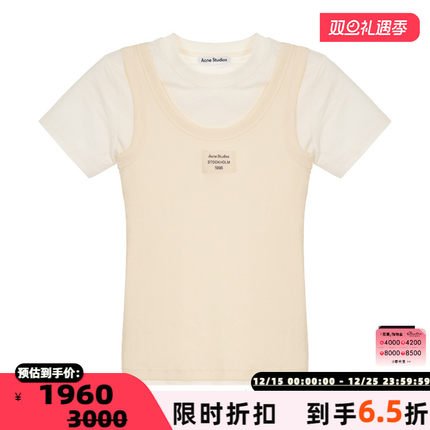 ACNE STUDIOS 春夏新款女士假两件短袖圆领T恤银泰百货 301574