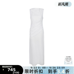 长裙银泰百货 白色中长连衣裙褶皱无袖 SAMSOE SAMSOE春季