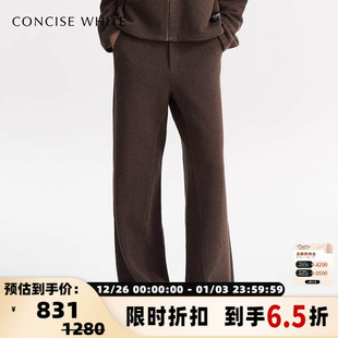 银泰百货精品301257 长裤 CONCISE WHITE秋冬女士高腰直筒休闲裤