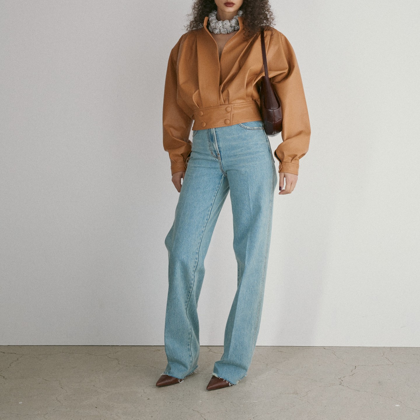 RECTO 秋冬新款女士时尚休闲直筒高腰牛仔裤银泰百货