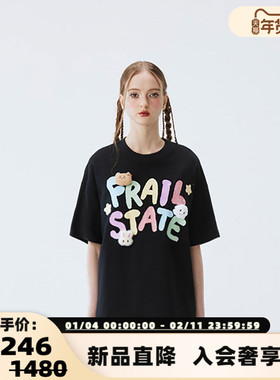 FRAILSTATE（M系列）男女款水彩LOGO玩偶T恤 301260