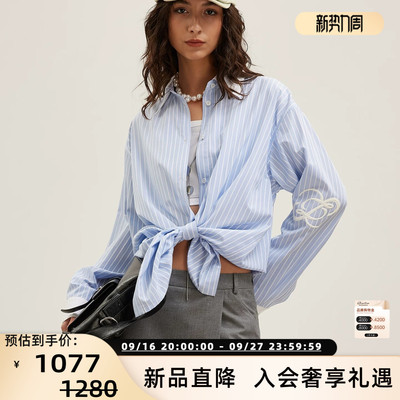 JAC FLEURANT 26春季新款女士条纹立体Logo印花衬衫银泰 301489