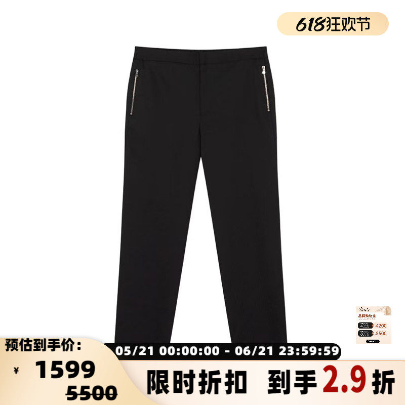 EMPORIO ARMANI 男士羊毛混纺拉链口袋直筒休闲裤银泰百货 301604
