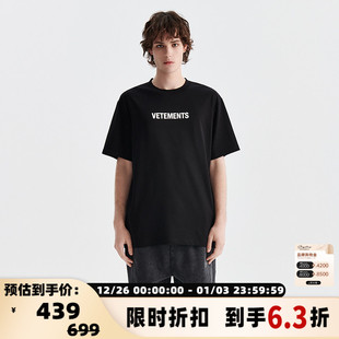 301446 T恤上衣银泰百货 VETEMENTS情侣男女同款 宽松休闲圆领短袖