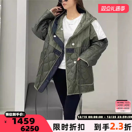 SJYP 秋冬款女士撞色连帽宽松夹棉外套银泰百货精品 301596