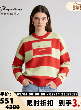 Acne Studios秋冬女士羊毛条纹圆领羊毛衫毛衣银泰百货 301604