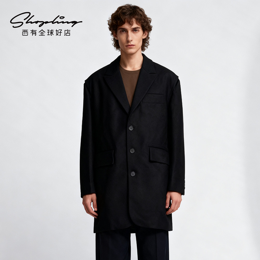JACQUEMUS 高端职场男士通勤中长款毛呢大衣外套银泰百货 301596