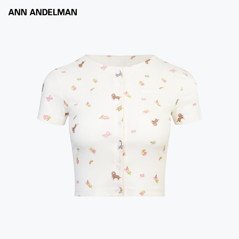 ANN ANDELMAN  25新款女印花针织短袖T恤短款开衫银泰百货 301286