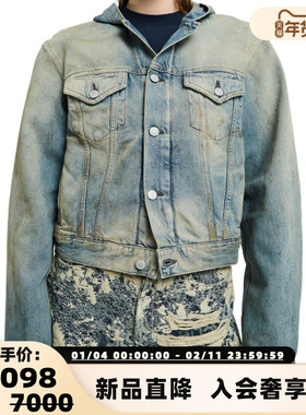 ACNE STUDIOS 新款男士连帽牛仔外套（水洗产品）银泰百货 301574