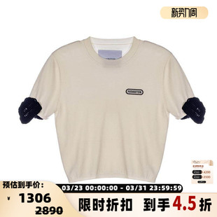 上衣银泰百货精品 女士白色针织短袖 301574 新款 pushBUTTON