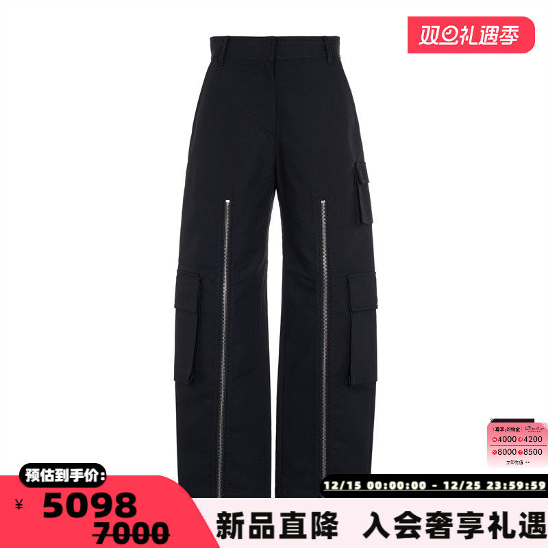 ACNE STUDIOS 25秋冬女士黑色拉链装饰工装裤银泰百货 301574