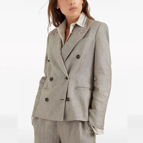 BC/BRUNELLO CUCINELLI 女士亚麻混纺夹克西服外套银泰301604