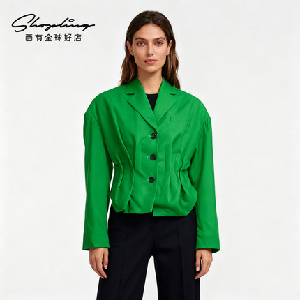 Pushbutton 春夏女士港风复古收腰西装夹克外套银泰百货 301596