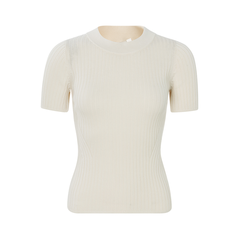 HERSKIND修身坑条针织短袖上衣