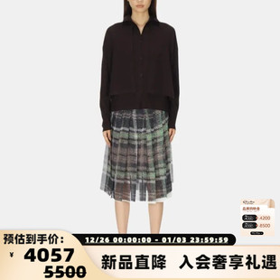 301574 25秋冬女士格子贴布百褶中长半身裙银泰百货 ACNE STUDIOS