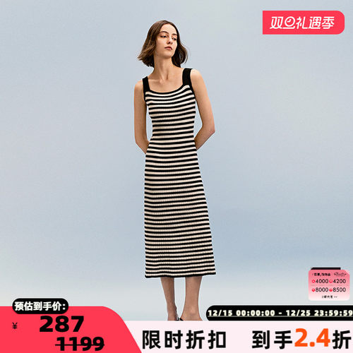 INSPIRE肌理宽肩带针织连衣裙