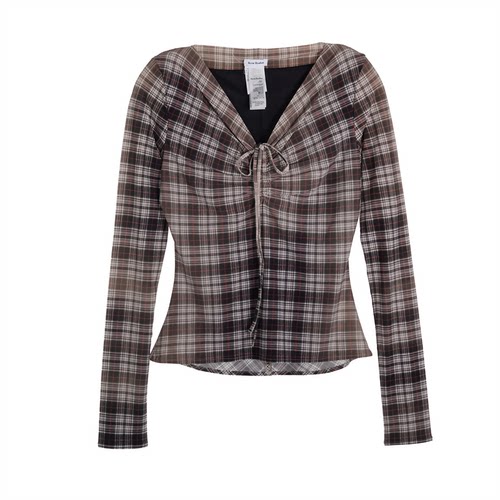 ACNE STUDIOS 春夏新款女士V领格子上衣银泰百货精品 301574