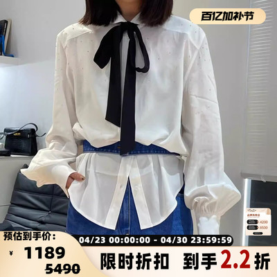 Pushbutton 春夏款女士水钻系带衬衫银泰百货精品 301596