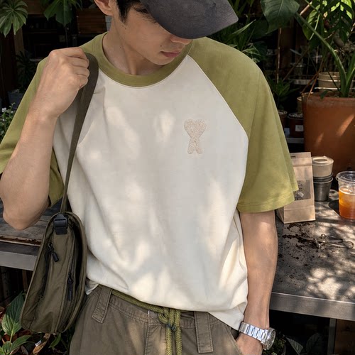 AMI ALEXANDRE MATTIUSSI 26春夏新款男女同款拼色短袖T恤 银泰