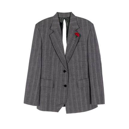 pushBUTTON 秋冬女士复古格纹西装夹克银泰百货精品 301574