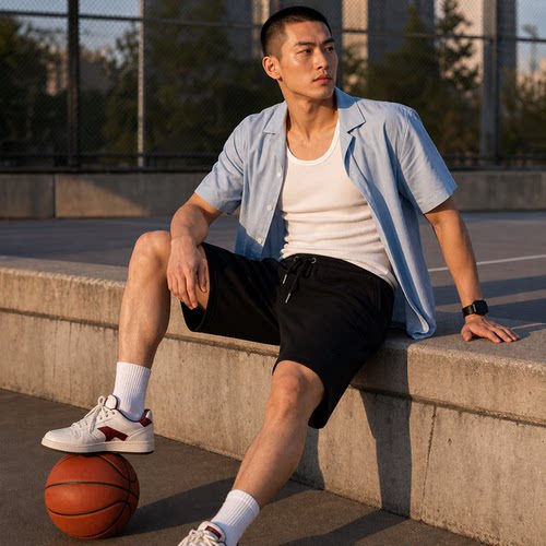 男士运动街头SportLuxe抽绳纯棉