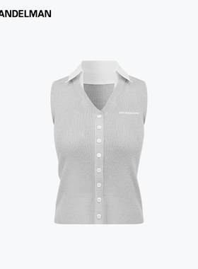 ANN ANDELMAN  25春夏女士灰色衬衫领毛织背心银泰301286