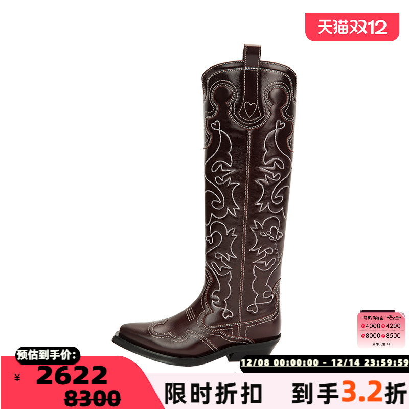 GANNI西部牛仔靴骑士靴高筒靴