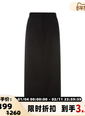 MIJEONG PARK春季纯色简约半身裙休闲通勤女士开叉长裙银泰百货