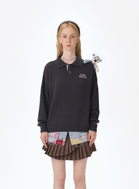 13DE MARZO 秋冬新款女士Polo领假两件针织衫毛衣银泰百货 300178