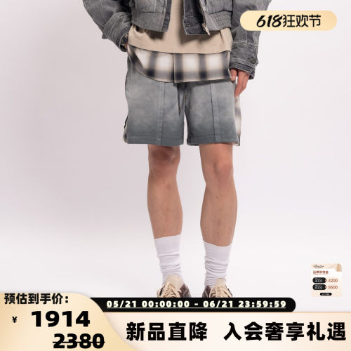 Feng Chen Wang 26春夏新款男士解构拼接水洗休闲短裤 银泰百货