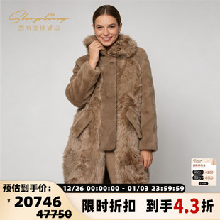 女士宽松环保皮草外套银泰百货精品 秋冬款 301596 Salomon Yves