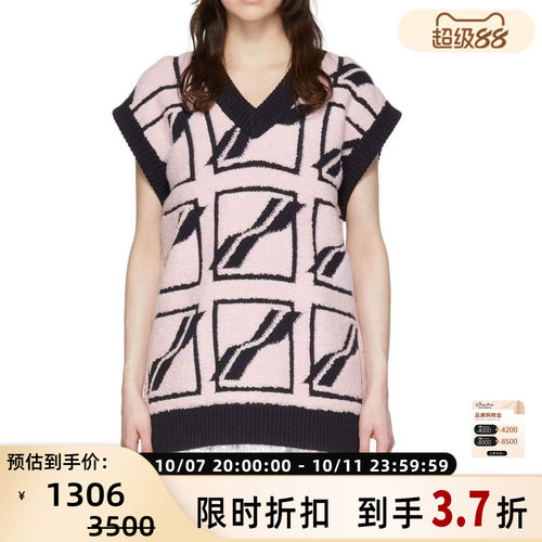 WE11DONE 春秋女士羊毛混纺刺绣v领休闲无袖针织衫背心 301604