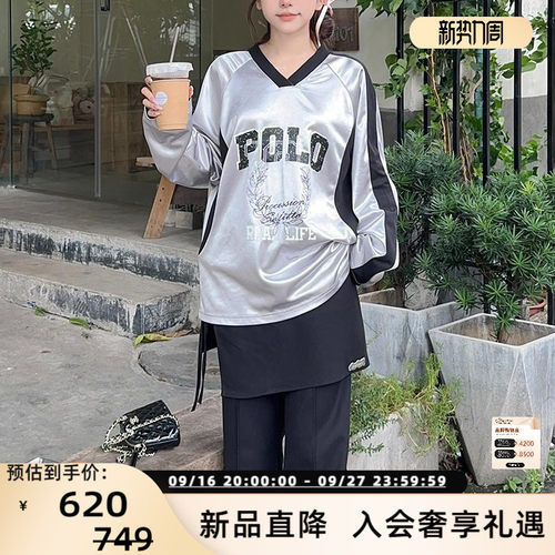SofitteV领缎面美式球衣T恤