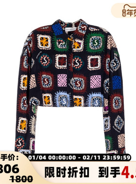 SHORT SENTENCE /短句潮流时尚女士不规则印花长袖衬衫银泰301574