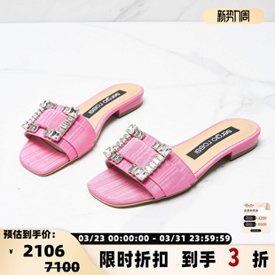 一字拖银泰百货精品 Sergio 女士水钻扣平底拖鞋 夏季 301596 Rossi