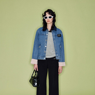 米色复古拼接牛仔外套 SHRO 301469 up系列 &wake ENRO snooze