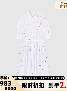 pushBUTTON秋冬女士字母印花法式中长款连衣裙银泰百货 301604
