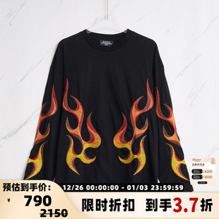 T恤银泰百货精品 火焰印花圆领长袖 301596 潮流都市男士 ETUDES