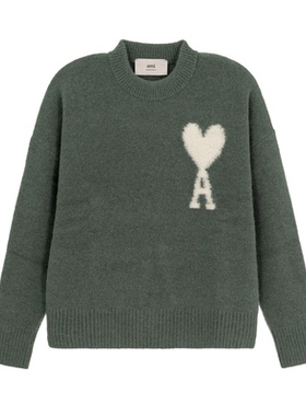 AMI PARIS 男女同款绿色圆领套头毛衣银泰百货精品 301574