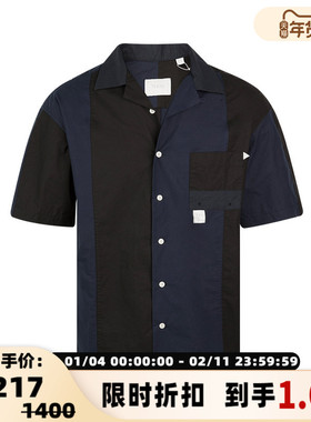【折扣】NOICE 多色拼色棉质单排扣男士短袖休闲衬衫