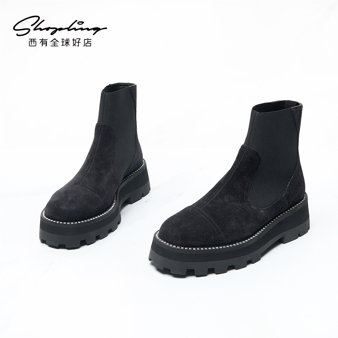 Jimmy Choo/周仰杰秋冬新款女士镶钻厚底切尔西靴银泰 301596