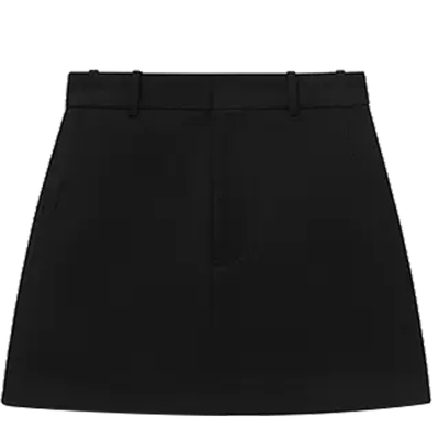 IMMI女士斜纹精纺羊毛门襟短半裙