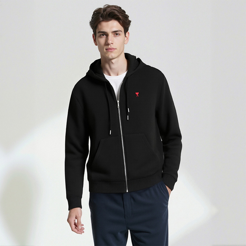 Ami Paris 25秋冬男女同款连帽拉链开衫卫衣外套银泰百货 300217